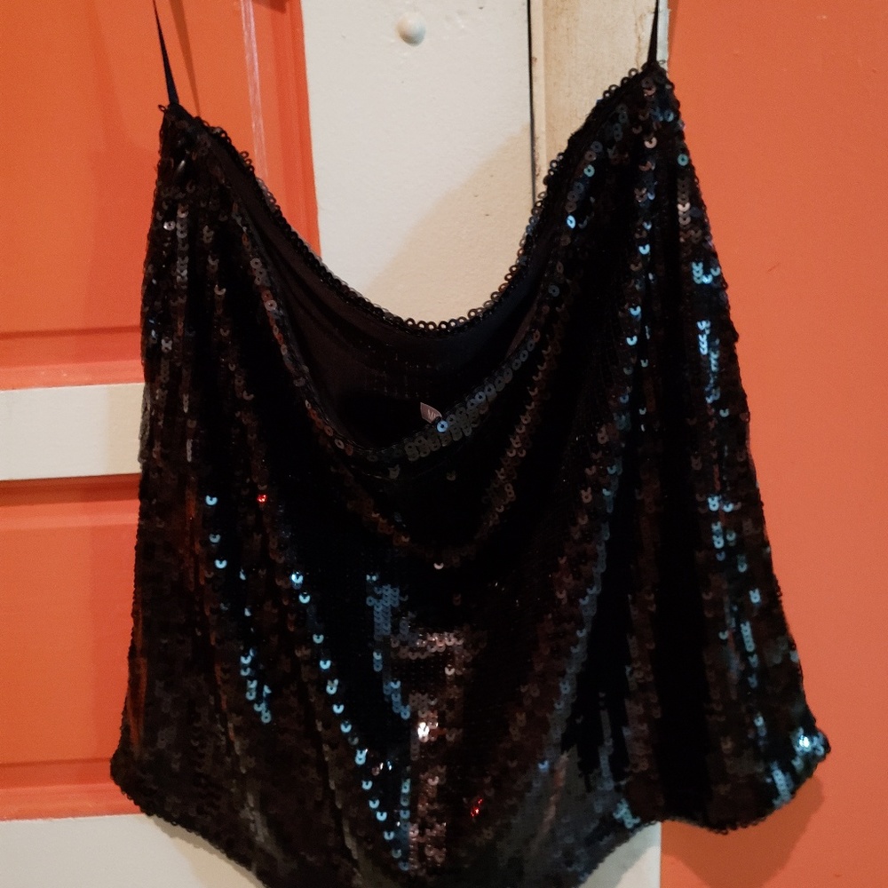 Black sequined mini skirt